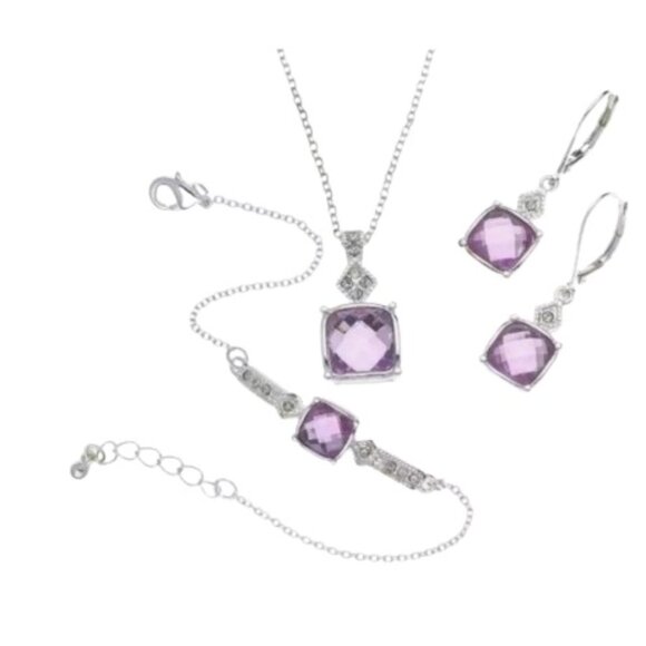 Avon NWT Amethyst 3-Piece Birthstone Set - Picture 1 of 3